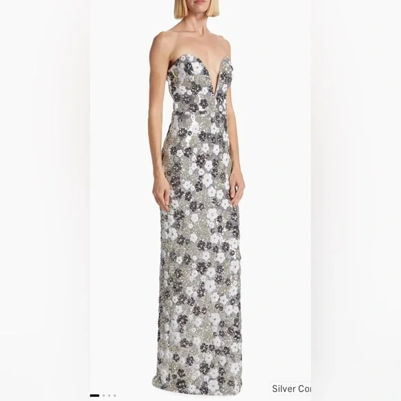 Marchesa Notte Sequin Tulle Strapless Gown.  Size 4.  New with tags. - Picture 5 of 8